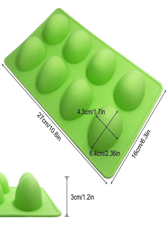 SENHAI 4 Psc Egg Chocolate Silicone Molds, SENHAI 8-Hole Egg-Shaped Chocolate Baking Mold for Decorating DIY Cakes, Chocolates, Pastries, Muffins, Bread, Ice Cubes, Soap - Pink, Blue, Brown, Green - Image 3