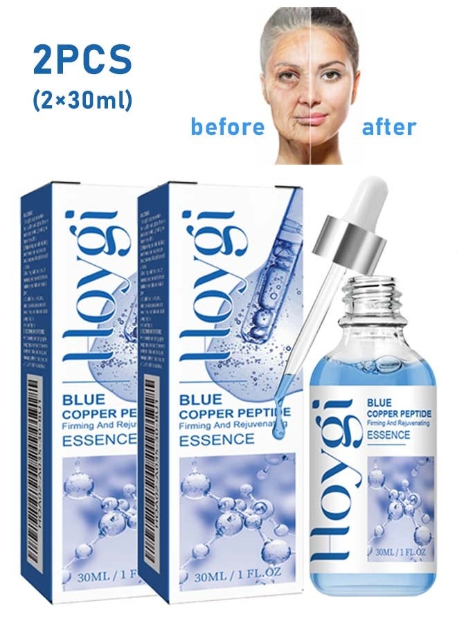 Hoygi Blue Copper Peptide Firming And Rejuvenating Essence Anti-Aging Serum, Skin Revitalizing Formula with Brightening Essence for Radiant Face Clinically Proven Wrinkle Reduction-2PCS (2×30ml) - Image 1