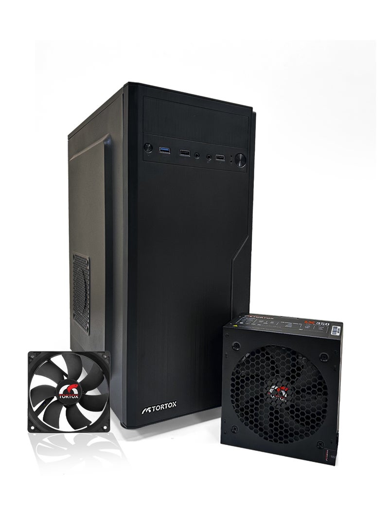 Tortox - Tortox Zion ATX, ITX, M-ATX Gaming  PC Case or Office PC Case, Pre-installed 350W Power Supply and 120mm Fan*1, Metal Computer Case, HDD, SSD, 7 Expansion Slots, Ideal for Office & Gaming use - Image 1