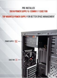Tortox Tortox Zion ATX, ITX, M-ATX Gaming  PC Case or Office PC Case, Pre-installed 350W Power Supply and 120mm Fan*1, Metal Computer Case, HDD, SSD, 7 Expansion Slots, Ideal for Office & Gaming use  - Image 2