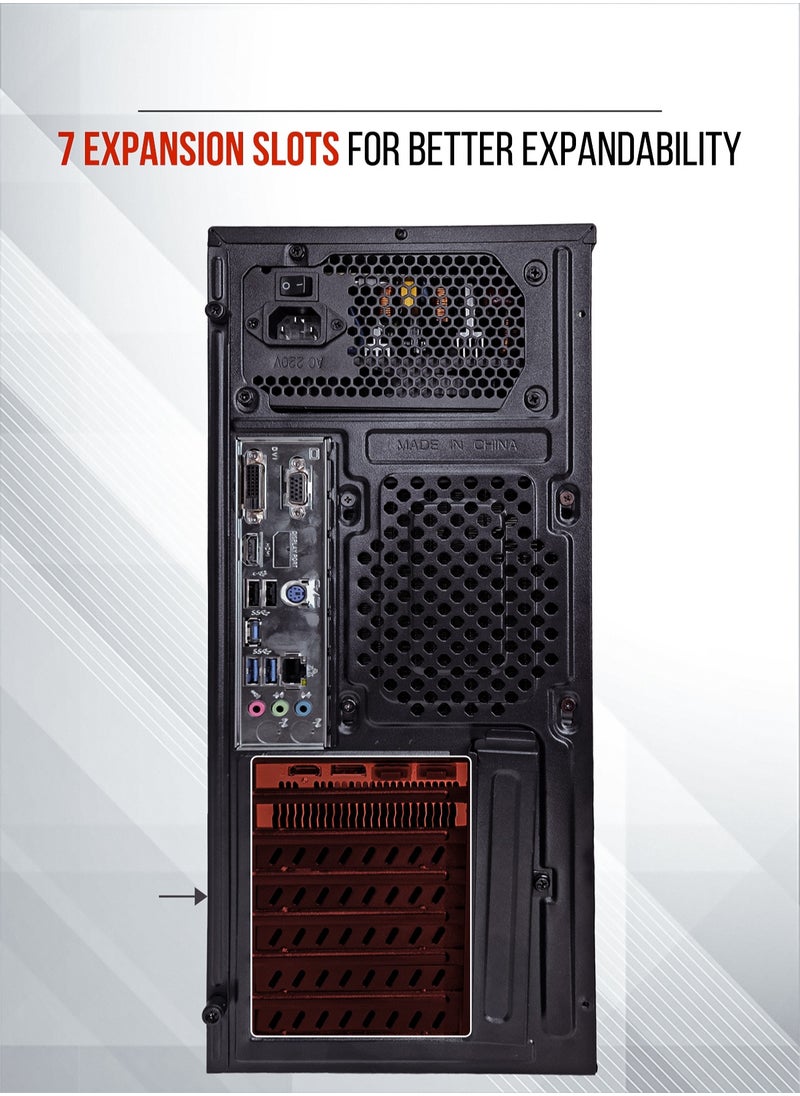 Tortox - Tortox Zion ATX, ITX, M-ATX Gaming  PC Case or Office PC Case, Pre-installed 350W Power Supply and 120mm Fan*1, Metal Computer Case, HDD, SSD, 7 Expansion Slots, Ideal for Office & Gaming use - Image 1