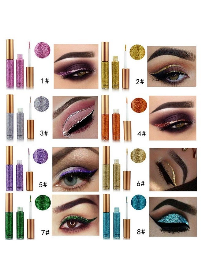 Bestland 10 Colors Liquid Glitter Eyeliner Metallic Shimmer Glitter Eyeshadow Pigment Eyebrown Shimmer Waterproof Face Lips Art for Party Festival Makeup  - Image 2