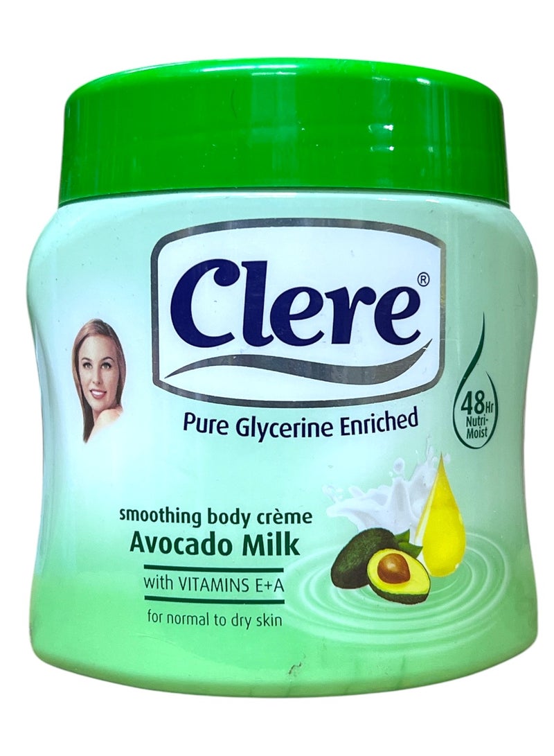 CLERE Nourishing Body Cream Smoothing Avocado Milk 500ml - Image 1