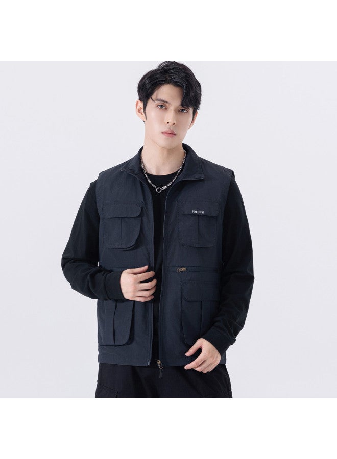 FOLUNSI stand Collar Vest Men's Workwear Jacket Spring/fall New Fashion Casual Sleeveless Waistcoat - Image 3