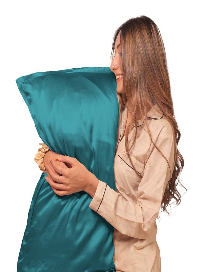 Furbo Pure Mulberry Silk Pillowcases | Premium Silk Pillow Covers for Hair Fall Control & Skin Care | Anti-Acne, Wrinkle-Free, Cooling, Soft & Smooth | Teal (Pack of 2) - Image 5