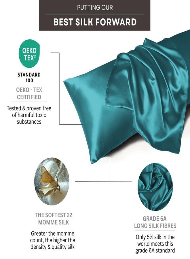 Furbo Pure Mulberry Silk Pillowcases | Premium Silk Pillow Covers for Hair Fall Control & Skin Care | Anti-Acne, Wrinkle-Free, Cooling, Soft & Smooth | Teal (Pack of 2) - Image 3