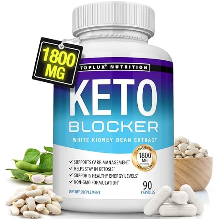 Toplux Keto Blocker Pills White Kidney Bean Extract - 1800 mg Natural Ketosis, Support Keto Diet, for Men Women, 90 Capsules, Supplement - Image 1