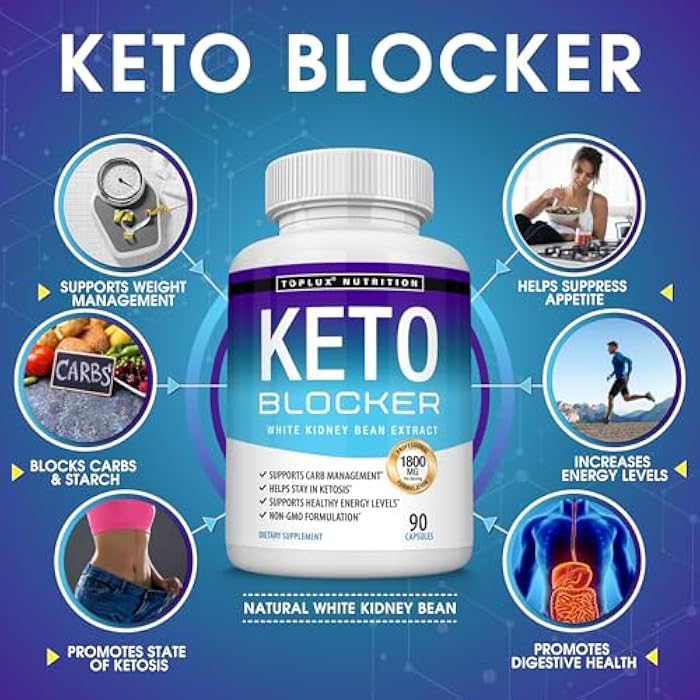 Toplux Keto Blocker Pills White Kidney Bean Extract - 1800 mg Natural Ketosis, Support Keto Diet, for Men Women, 90 Capsules, Supplement - Image 2