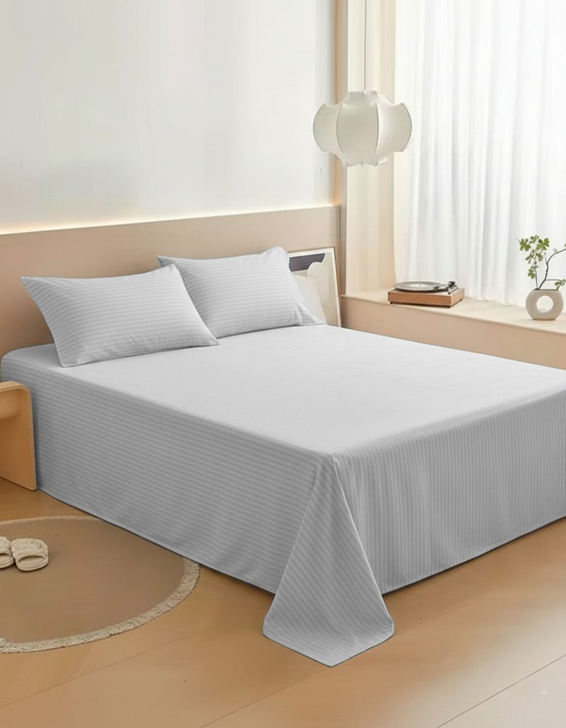 ماكسكون طقم ملاية سرير مايكروفايبر فاخر مكوّن من 3 قطع – ملاية مسطحة مقاس (180×240 سم) مع 2 كيس وسادة (50×75 سم) – ناعم جداً، قابل للتنفس، ومقاوم للتجاعيد – مناسب لأسرة السنجل والتوين – مثالي للاستخدام المنزلي والفندقي - Image 2