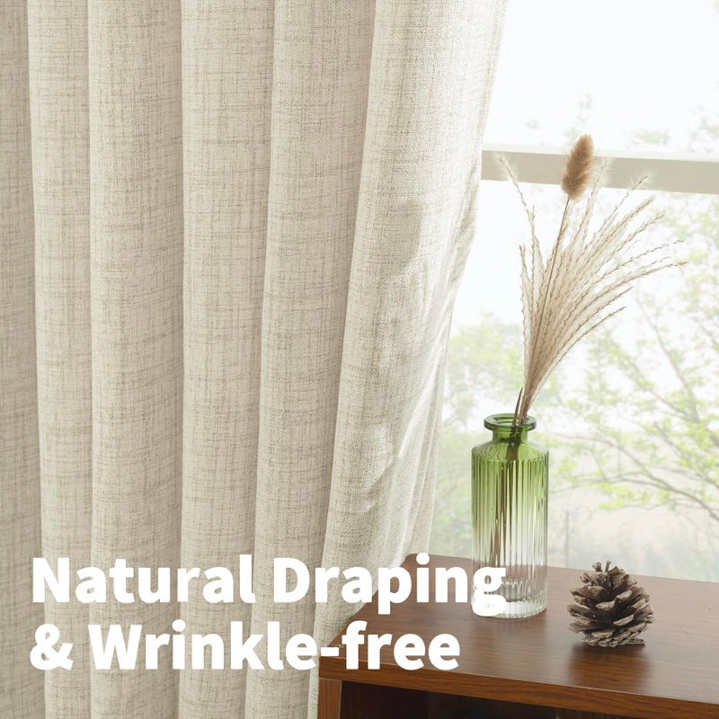 YoungsTex 90 Inch Length Linen Curtains for Living Room, Light Filtering Drapes with Bronze Grommet Privacy for Bedroom Office Window Extre Long, 52 x 90 Inch, 2 Panels - Image 5