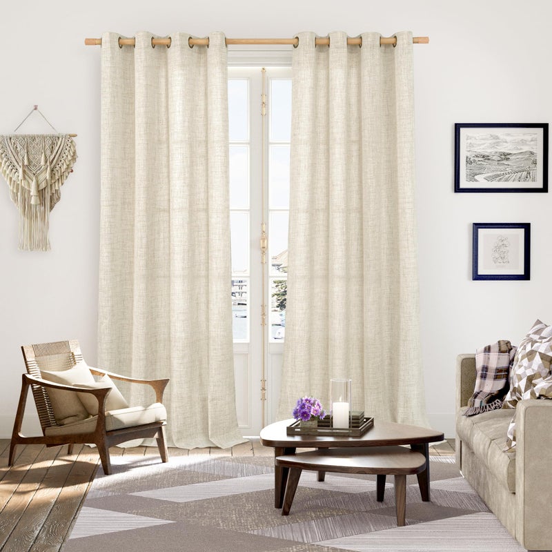 YoungsTex 90 Inch Length Linen Curtains for Living Room, Light Filtering Drapes with Bronze Grommet Privacy for Bedroom Office Window Extre Long, 52 x 90 Inch, 2 Panels - Image 2