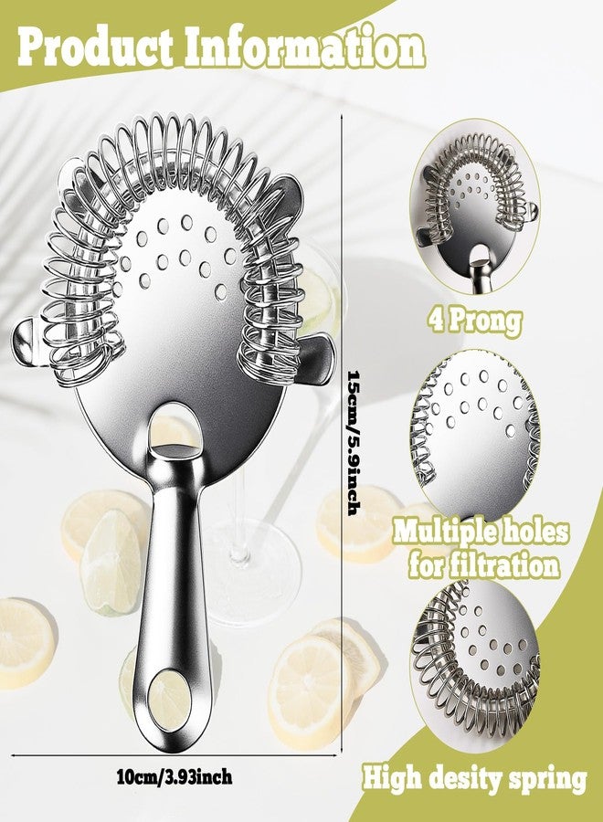 Tinsky 10 Pack Stainless Steel Cocktail Strainer,5 Pcs Cone Shaped Small Fine Mesh Strainer Sieve and 5 Pcs 4-Prong Bar Drink Strainer for Bartender Juice Tea Coffee - Image 5
