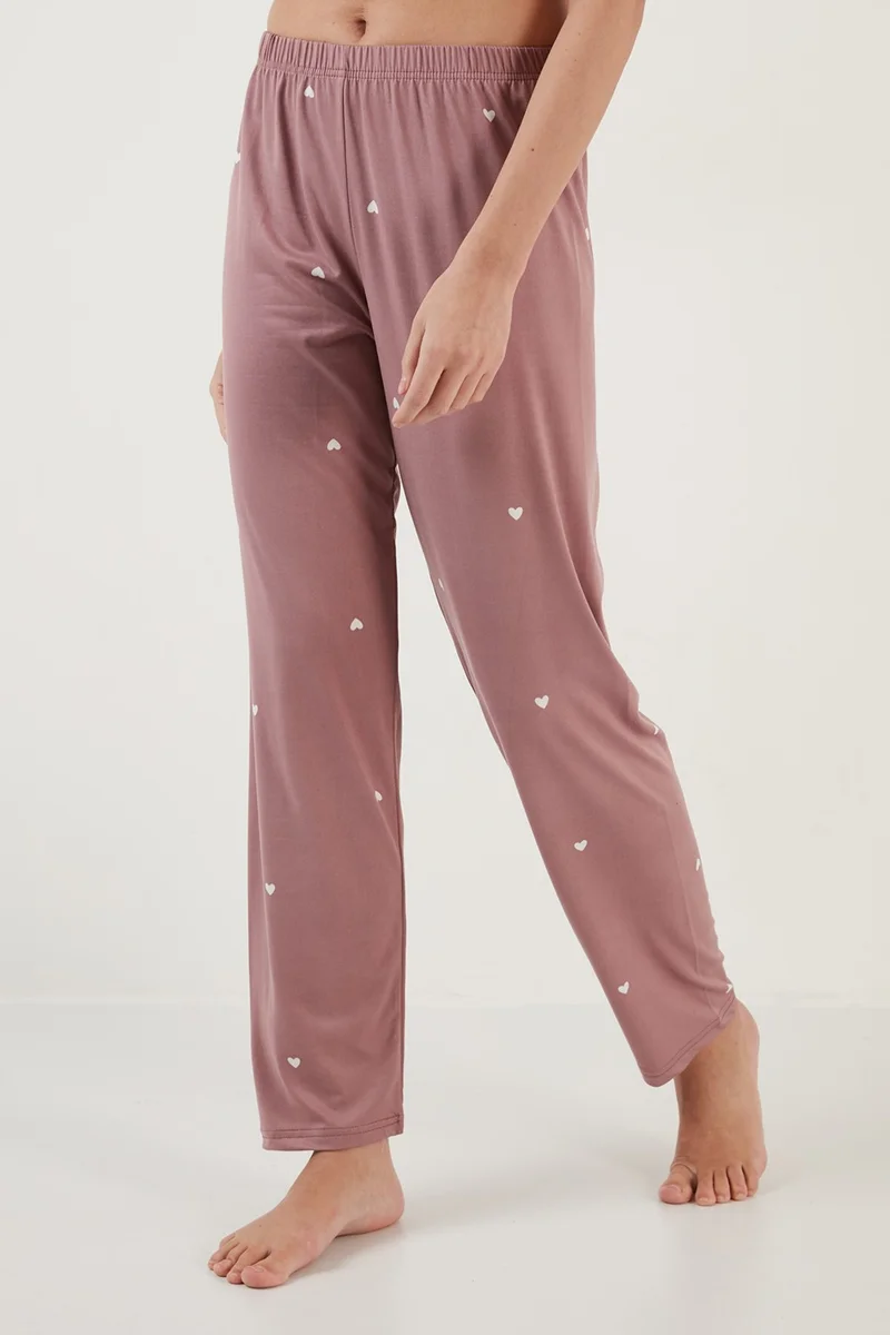 Lela Patterned Short Sleeve Elastic Waist Shirt Collar Woven Pajama Set Women's Pajama Set 6097515