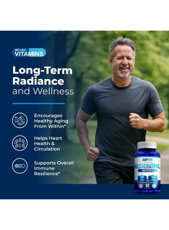 We Like Vitamins Resveratrol 1000mg Per Serving - 60 Easy to Swallow Vegetable Capsules - Natural Resveratrol Supplement 1000mg - Antioxidant Supplement Helps Support Immunity System - Image 5