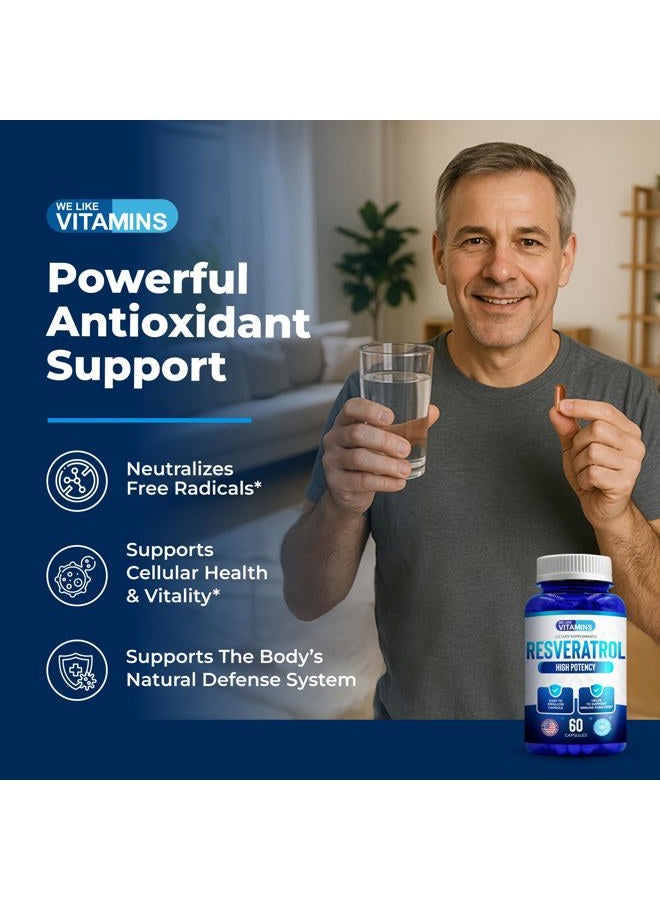 We Like Vitamins Resveratrol 1000mg Per Serving - 60 Easy to Swallow Vegetable Capsules - Natural Resveratrol Supplement 1000mg - Antioxidant Supplement Helps Support Immunity System - Image 4