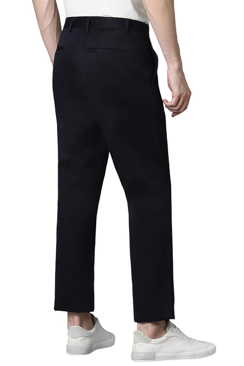 Louis Philippe Men's Slim Mid Rise Pants (LPTFMSLB988549_Black, 32 - Image 3