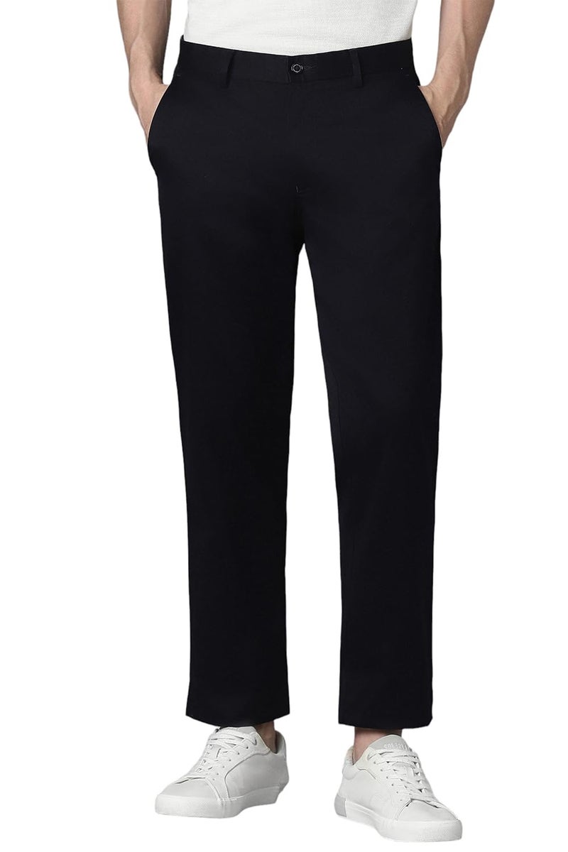 Louis Philippe Men's Slim Mid Rise Pants (LPTFMSLB988549_Black, 32 - Image 1