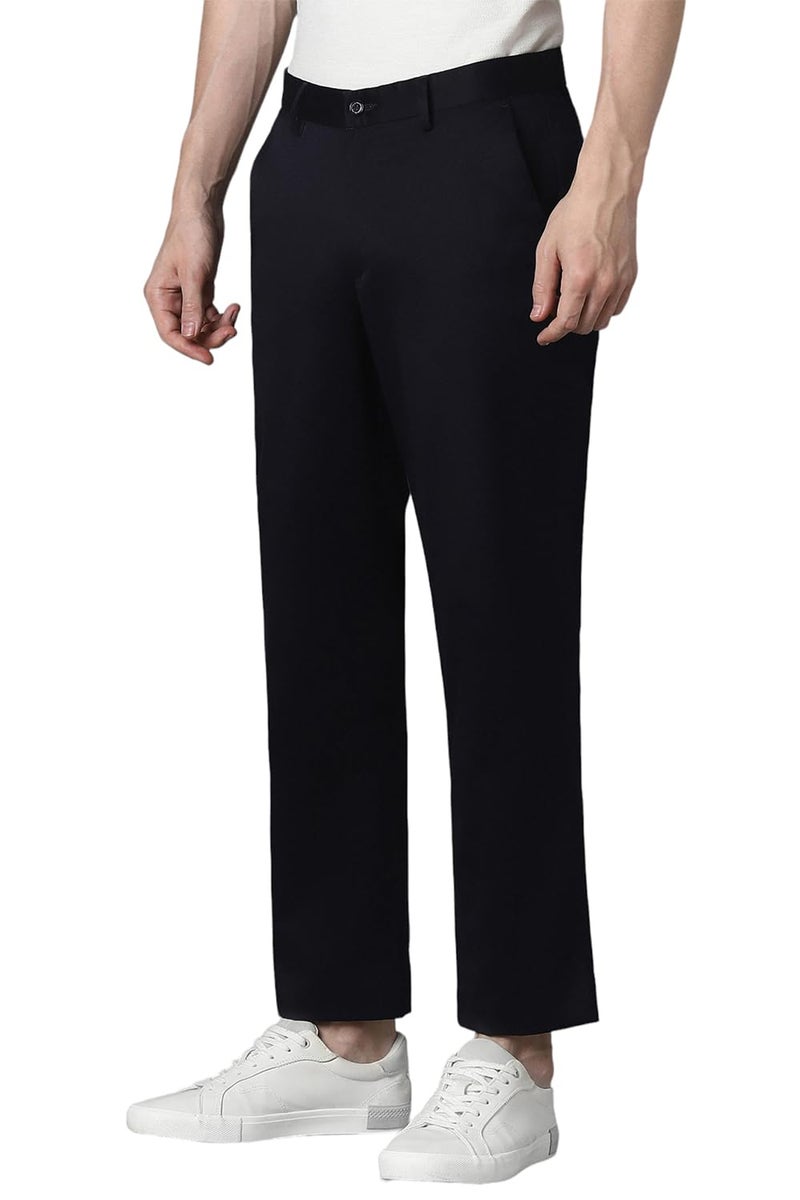 Louis Philippe Men's Slim Mid Rise Pants (LPTFMSLB988549_Black, 32 - Image 2