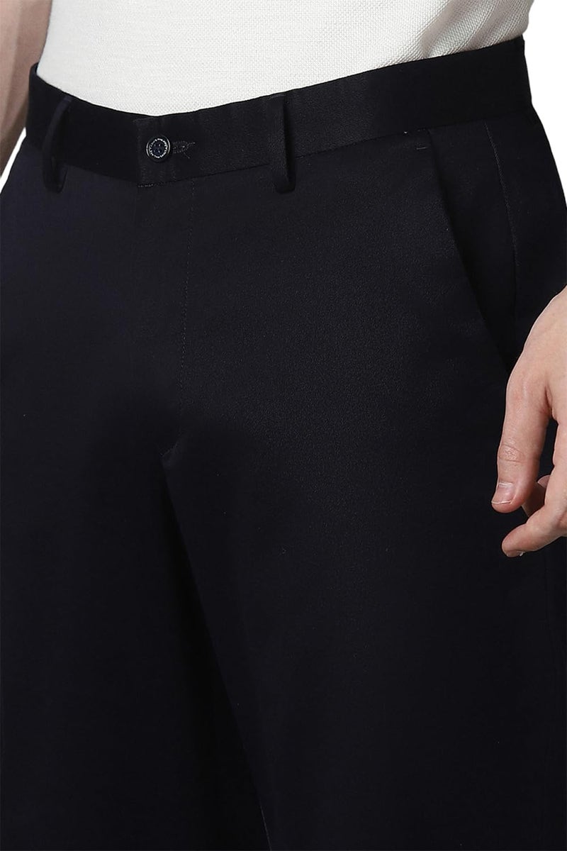 Louis Philippe Men's Slim Mid Rise Pants (LPTFMSLB988549_Black, 32 - Image 4
