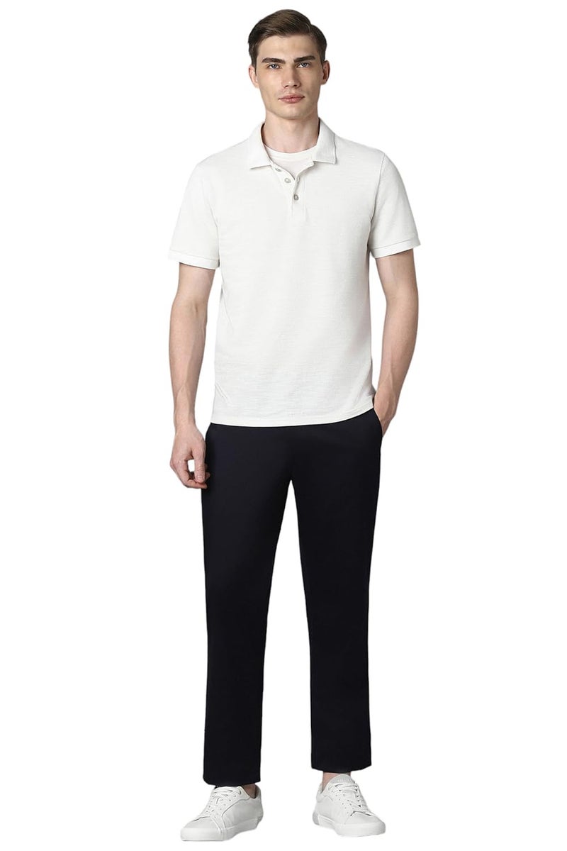 Louis Philippe Men's Slim Mid Rise Pants (LPTFMSLB988549_Black, 32 - Image 5