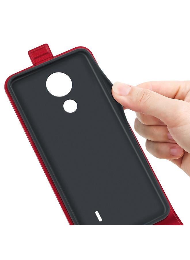 اس-توب جراب هاتف Nokia C21 R64 من الجلد الملمس مع قلاب عمودي - Image 5