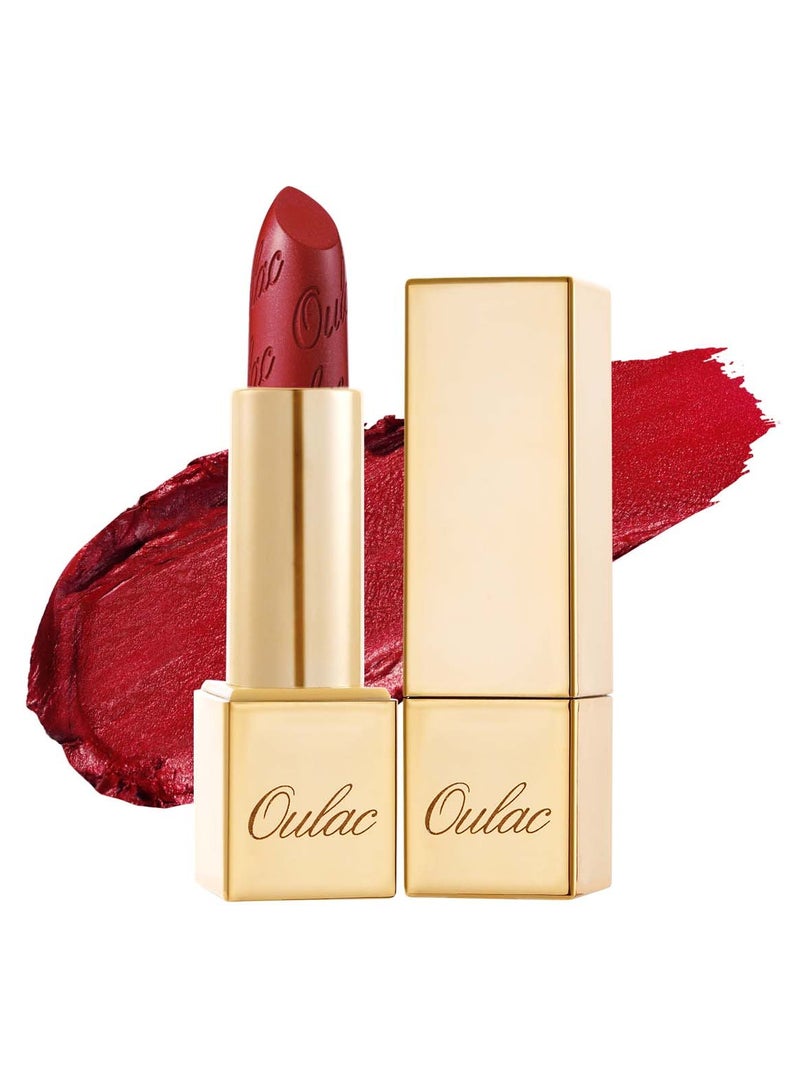 Oulac Metallic 3D Shine Cherry Red Lipstick - Lightweight Hydrating Formula, High Impact Lip Color, Vegan & Gluten Free Beauty, Full Coverage Lip Makeup, 4.3g/0.15oz, Cherry Bomb - 12 - Image 1