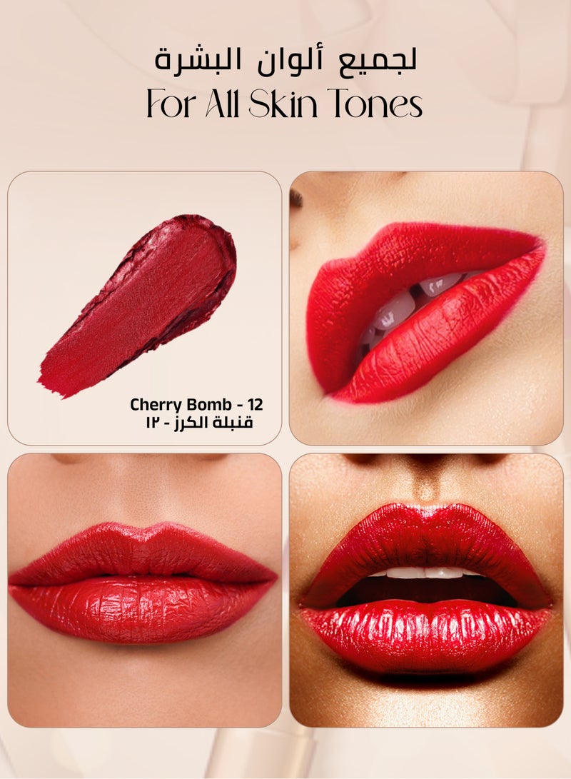 Oulac Metallic 3D Shine Cherry Red Lipstick - Lightweight Hydrating Formula, High Impact Lip Color, Vegan & Gluten Free Beauty, Full Coverage Lip Makeup, 4.3g/0.15oz, Cherry Bomb - 12 - Image 5