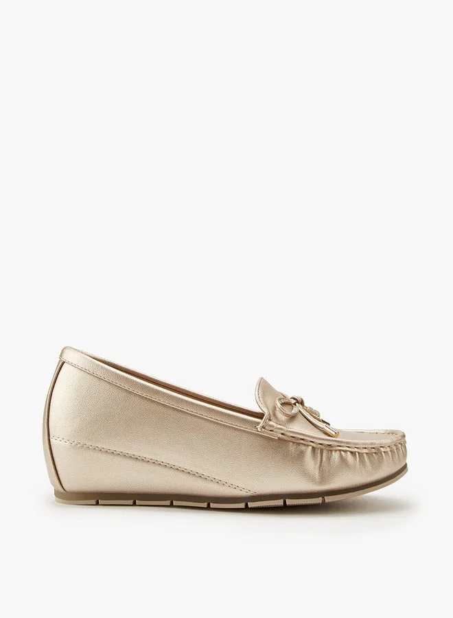 Bow Detail Slip-On Wedge Loafers