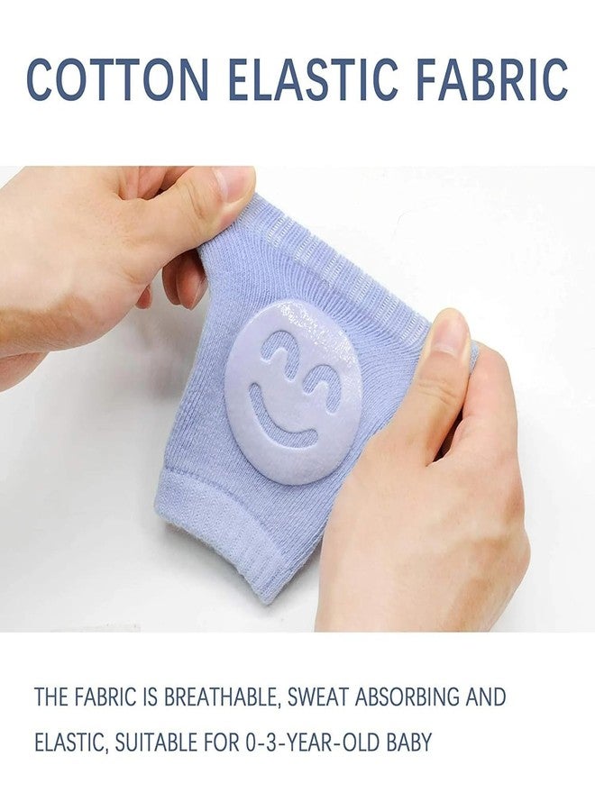 ATOOZED Pack of 2 Pair Baby Smiley Knee Pads - Anti-Slip Soft Cotton Crawling Knee Protectors (Random Color) - Image 3