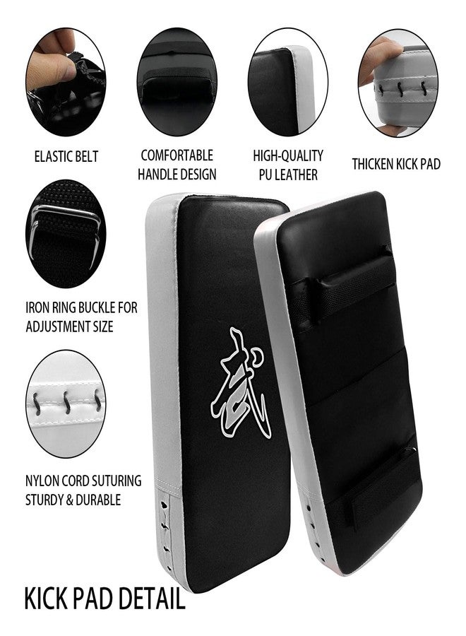 Zmpkhba 2-in-1 Boxing Pads Set, Punching Gloves Mitts Kick Pack, Adjustable Strap Kickboxing Training Set for Karate, Muay Thai, Taekwondo - Leather - Image 4