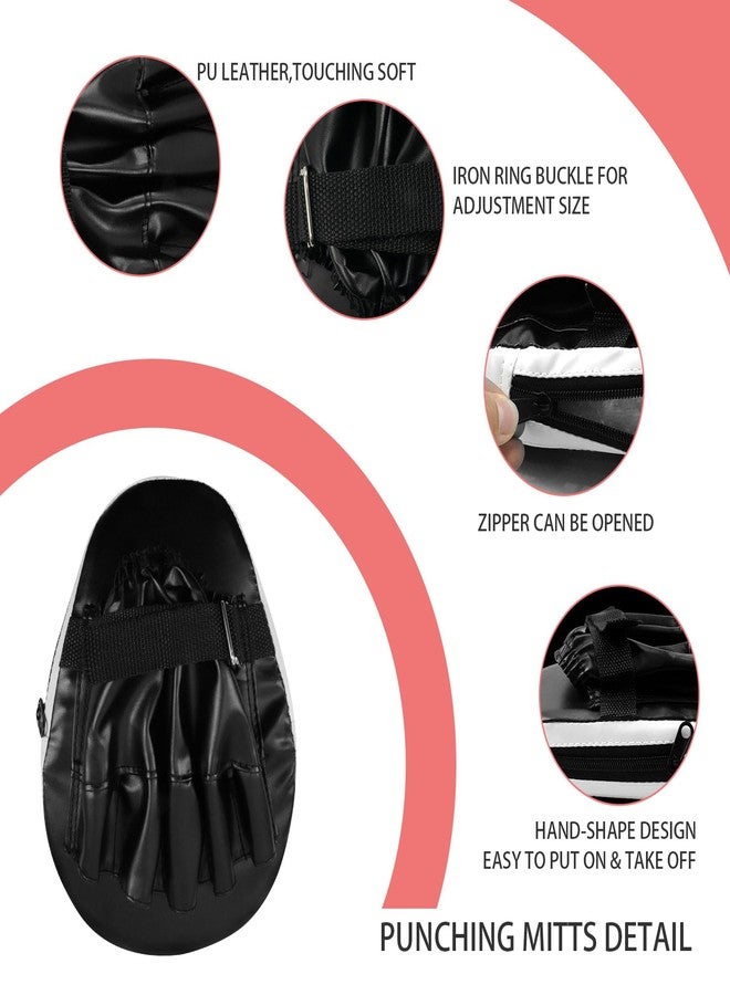 Zmpkhba 2-in-1 Boxing Pads Set, Punching Gloves Mitts Kick Pack, Adjustable Strap Kickboxing Training Set for Karate, Muay Thai, Taekwondo - Leather - Image 3