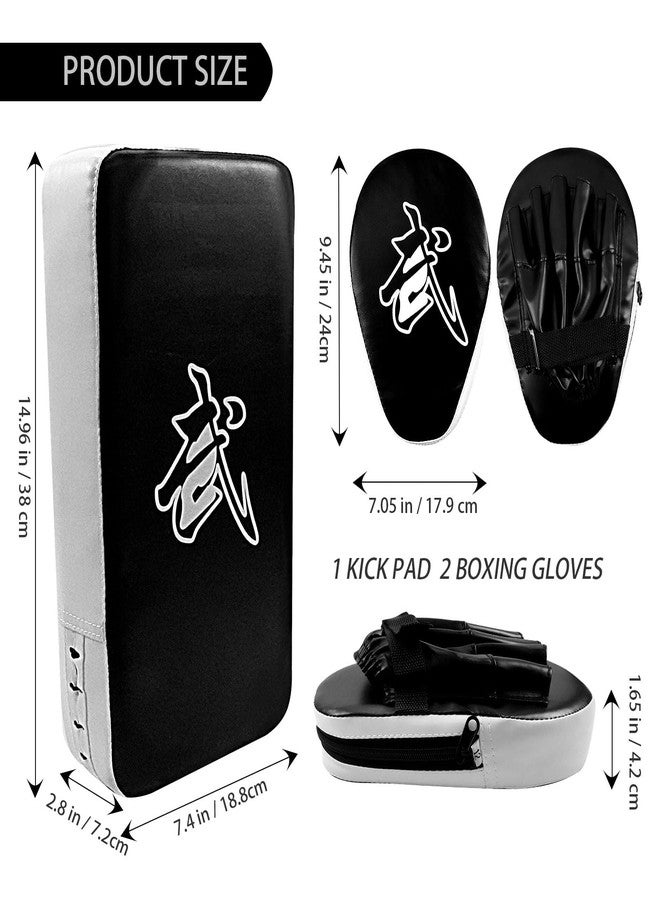 Zmpkhba 2-in-1 Boxing Pads Set, Punching Gloves Mitts Kick Pack, Adjustable Strap Kickboxing Training Set for Karate, Muay Thai, Taekwondo - Leather - Image 2