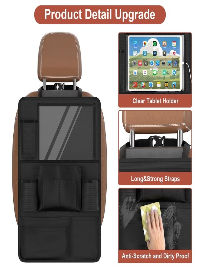 Oneyus Backseat Car Organizer with Touch Screen,Car Organizer Kick Mats Back Seat Protector with 10 Storage Pockets,Car Seat Back Organizers Storage for Snacks Drinks Toy Umbrellas for Kids Road Trip - Image 4