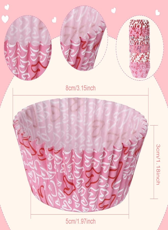 Cunhill 600 Pcs Valentine's Day Cupcake Liners Standard Size Pink Heart Baking Cups Red Xoxo Disposable Paper Cupcake Wrappers Muffin Case for Valentine's Day Tea Themed Party Wedding Supplies - Image 2