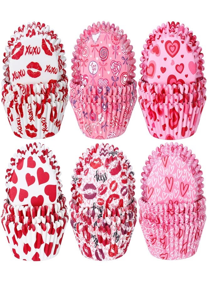 Cunhill 600 Pcs Valentine's Day Cupcake Liners Standard Size Pink Heart Baking Cups Red Xoxo Disposable Paper Cupcake Wrappers Muffin Case for Valentine's Day Tea Themed Party Wedding Supplies - Image 1