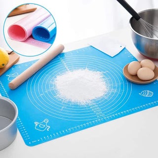Non Stick Silicon Baking Roti Mat for Kitchen, Pastry Rolling Measurements Liner Heat Resistance Table Placemat Stretchable Reusable Nonstick Fondant Rolling Sheet, 48x38cm (Multicolor)