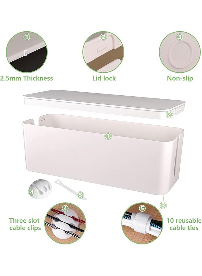 erorex Cable Management Box Large Cord Organizer Boxcord Hider Box To Hide Surge Protector Cover On Desk Or Floor For Home And Office White - Image 3