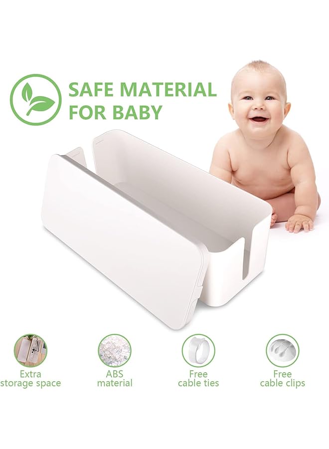 erorex Cable Management Box Large Cord Organizer Boxcord Hider Box To Hide Surge Protector Cover On Desk Or Floor For Home And Office White - Image 2