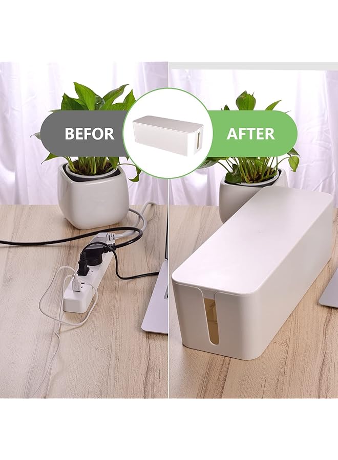 erorex Cable Management Box Large Cord Organizer Boxcord Hider Box To Hide Surge Protector Cover On Desk Or Floor For Home And Office White - Image 5