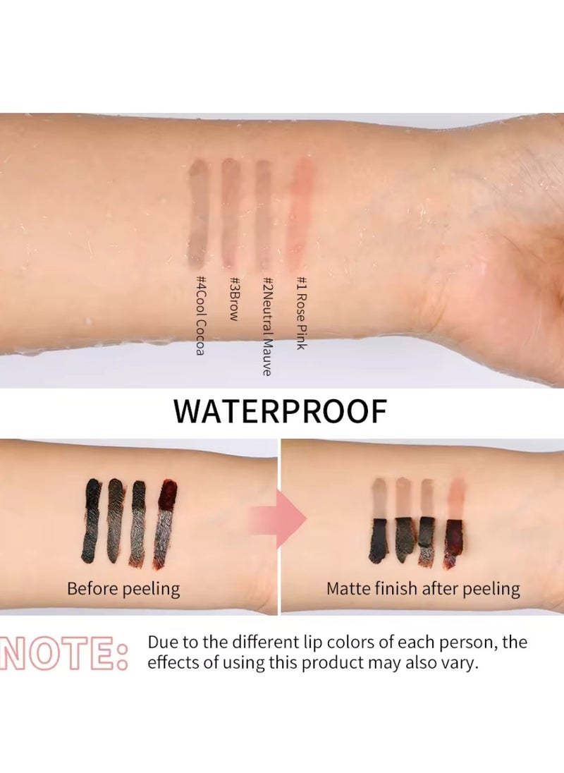 lakerain - Peel Off Lip Liner Tattoo Peel Off Lip Stain Long Lasting Lip Stain Peel Off Infused with Hyaluronic Acid and Vitamin E Waterproof Long Lasting Highly Pigmented Matte Lip Tint Cool Cocoa 04 - Image 1