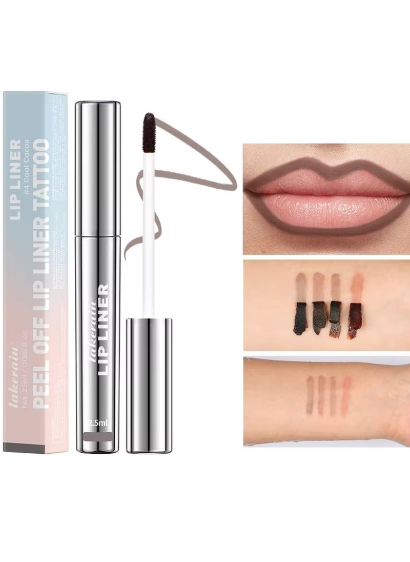lakerain - Peel Off Lip Liner Tattoo Peel Off Lip Stain Long Lasting Lip Stain Peel Off Infused with Hyaluronic Acid and Vitamin E Waterproof Long Lasting Highly Pigmented Matte Lip Tint Cool Cocoa 04 - Image 1