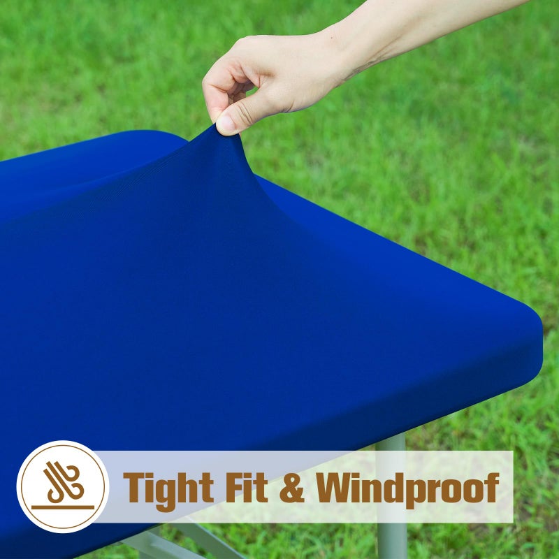 NEWISHER Fitted Rectangle Tablecloth 24 X 48 Inch Elastic Table Cloth For 4Ft Table  Stretch Spandex Table Cover Royal Blue Washable Polyester Table Top Cap Cover For Dining Picnic Camping Indoor And Outdoor - Image 3