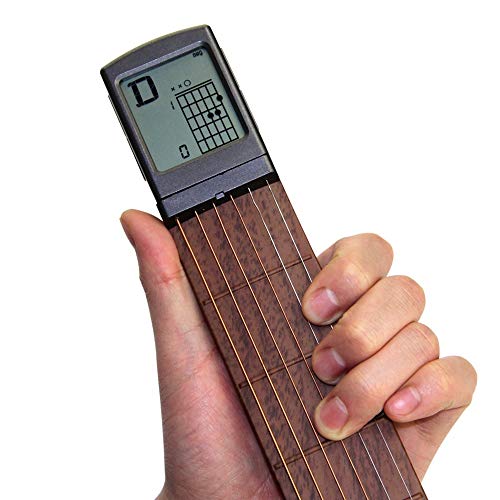 Moreup Pocket Guitar Chord Practice Tool, Portable Guitar Neck for Trainer Beginner w/a Rotatable Chords Chart Screen Battery Included - Image 1
