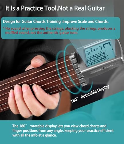 Moreup Pocket Guitar Chord Practice Tool, Portable Guitar Neck for Trainer Beginner w/a Rotatable Chords Chart Screen Battery Included - Image 5