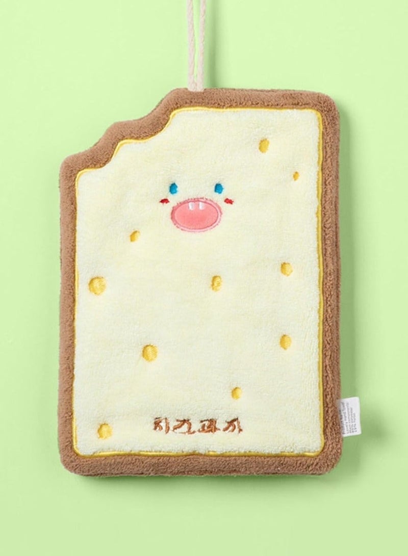 Square Kitchen Towel with Hanging Loop and Cartoon Prints – Brown × Yellow - Image 3