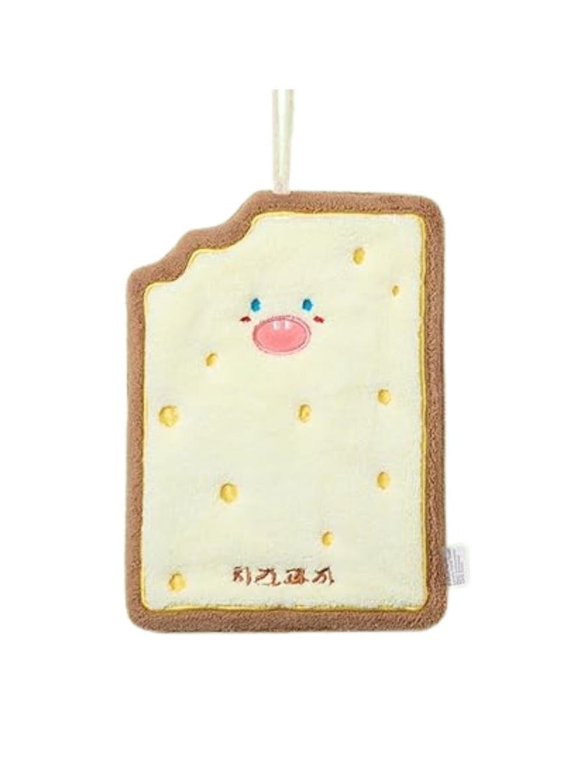Square Kitchen Towel with Hanging Loop and Cartoon Prints – Brown × Yellow - Image 1