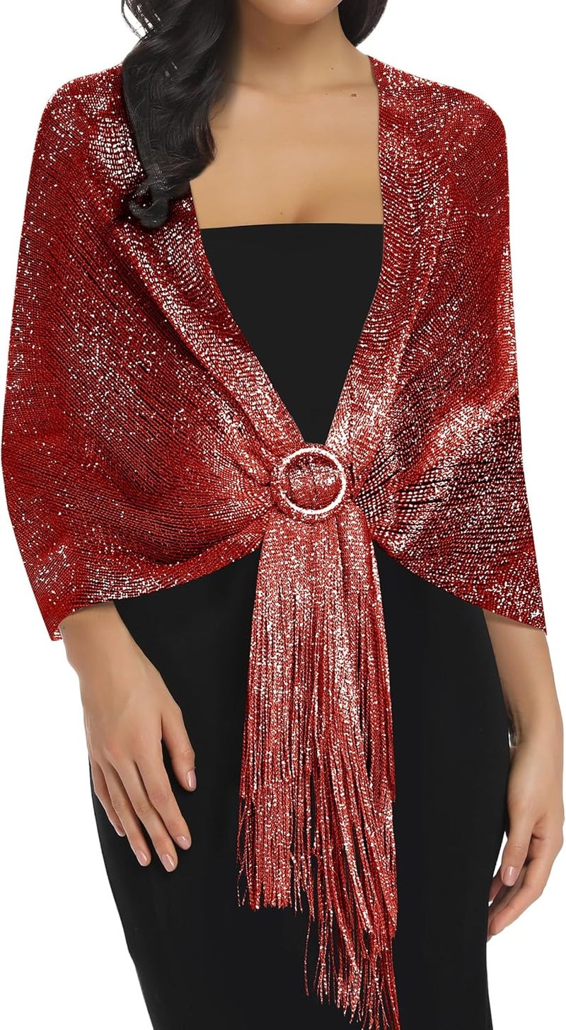Rheane Shawls and Wraps for Evening Dress, Sparkle Shawls for Women with Buckle - Elegant Wedding Party Formal Shoulder Wrap - Image 1