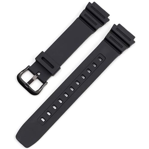 Lijinlan Natural Resin Replacement Watch Band Compatible with Casio W218H W-219H AE1200WH AE-1300WH W800H SGW-300H F-108WH Waterproof Rubber strap (Black) - Image 2