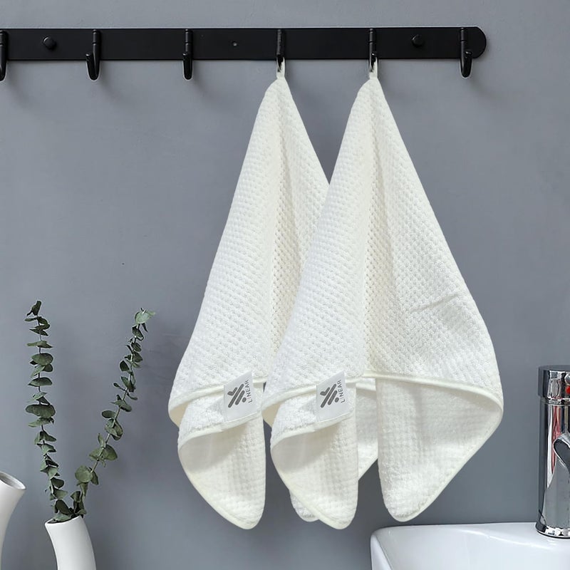 Linear منشفة يد ميكروفايبر / منشفة يد عالية الامتصاص للحمام / منشفة وجه ناعمة من الميكروفايبر / منشفة للرجال والنساء وصالة الألعاب الرياضية (الحجم - 75x35) (أبيض) - Image 1