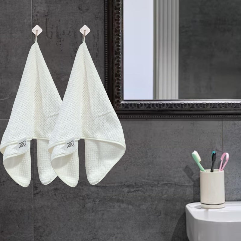 Linear منشفة يد ميكروفايبر / منشفة يد عالية الامتصاص للحمام / منشفة وجه ناعمة من الميكروفايبر / منشفة للرجال والنساء وصالة الألعاب الرياضية (الحجم - 75x35) (أبيض) - Image 2